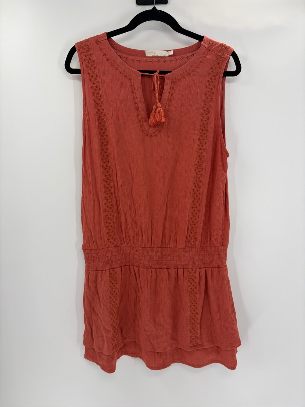 Prana seaview sky orange outdoors summer bohemian Rei smocked dress size medium - Picture 2 of 16